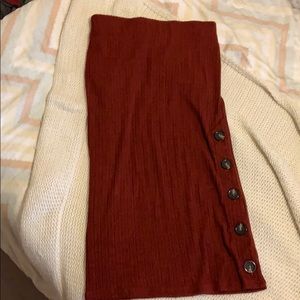 Burgundy Ribbed Maxi Skirt